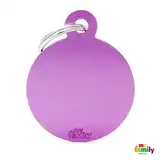 Medalla My Family Basic BIG Round Aluminum Purple MFB61 para Perros