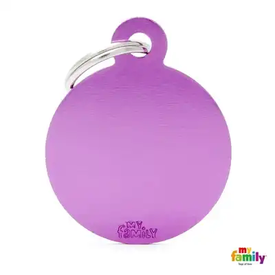 Medalla My Family Basic BIG Round Aluminum Purple MFB61 para Perros