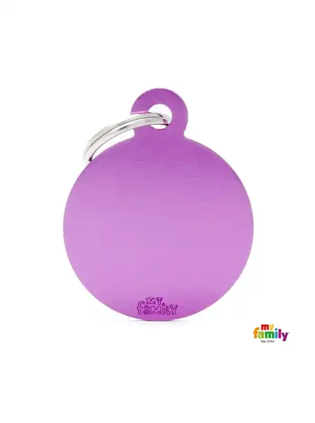 Medalla My Family Basic BIG Round Aluminum Purple MFB61 para Perros