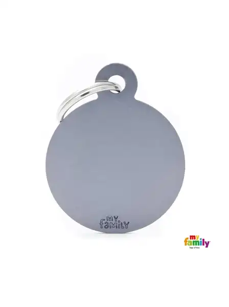 Medalla My Family Basic BIG Round Aluminum Grey MFB62 para Perros