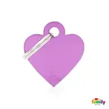 Medalla My Family Basic Small Heart Aluminum Purple MFB71 para Perros