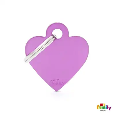 Medalla My Family Basic Small Heart Aluminum Purple MFB71 para Perros