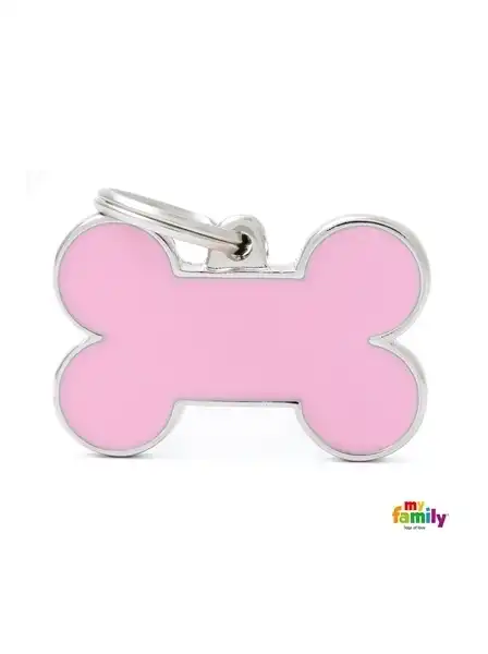 Medalla My Family Handmade BIG Bone Pink BH01 para Perros