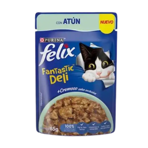 Alimento Húmedo Felix Pouch Fantastic Deli Atén 85 g para Gatos