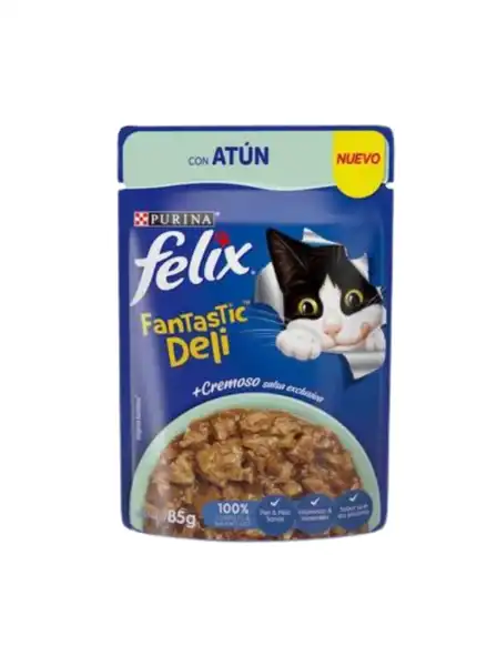 Alimento Húmedo Felix Pouch Fantastic Deli Atén 85 g para Gatos