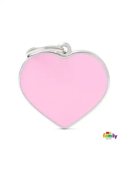 Medalla My Family Handmade BIG Heart Pink BH11 para Perros