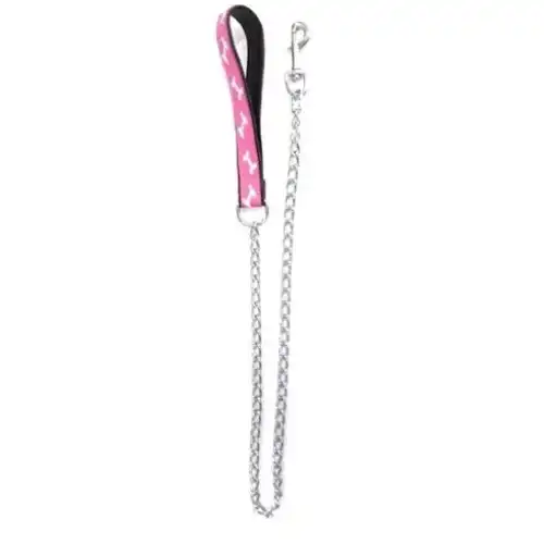 Correa Dobro Cadena con Manopla Cuero/cinta 30MMX80 cm para Perros