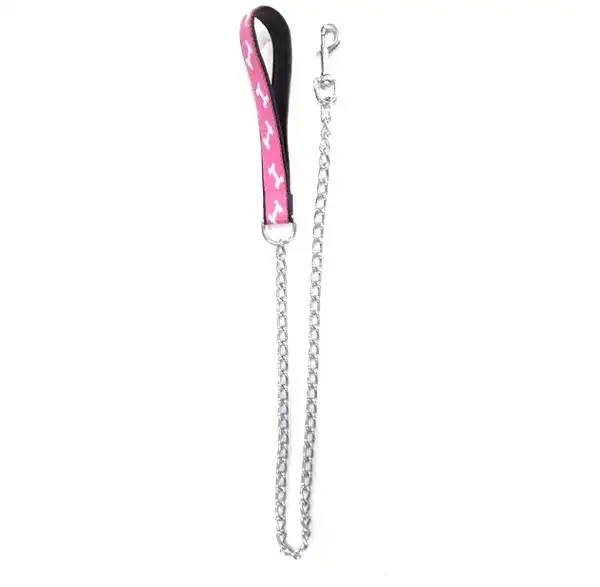 Correa Dobro Cadena con Manopla Cuero/cinta 40MMX30 cm para Perros