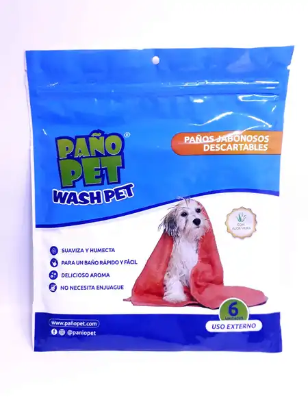 Producto de Higiene Pañopet Wash PET X6 Cierre ZIP para Perros y Gatos