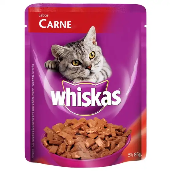 Alimento Húmedo Whiskas Pouch Carne en Salsa 85 g para Gatos