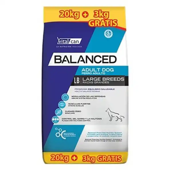 Alimento Balanceado Seco Vitalcan Balanced Adulto Raza Grande 20 kg+2 kg (bolsa de 22 kg) para Perros