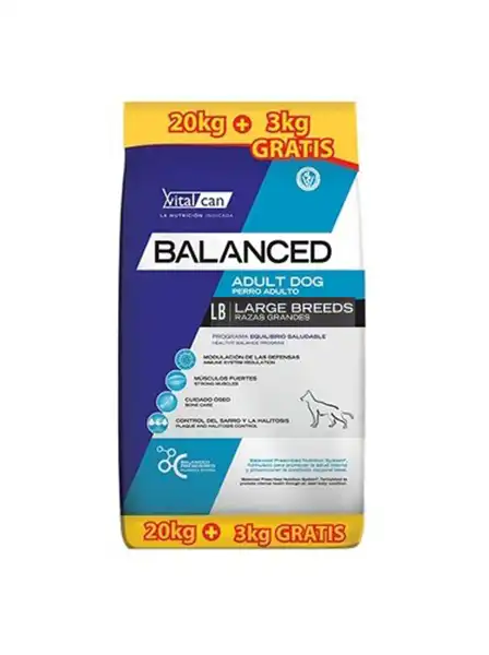Alimento Balanceado Seco Vitalcan Balanced Adulto Raza Grande 20 kg+2 kg (bolsa de 22 kg) para Perros