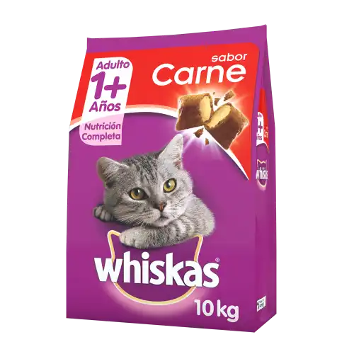 Alimento Balanceado Seco Whiskas Adulto +1 Sabor Carne 10 kg para Gatos