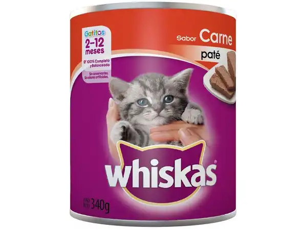 Alimento Húmedo Whiskas Lata Gatito Carne 340 g para Gatos