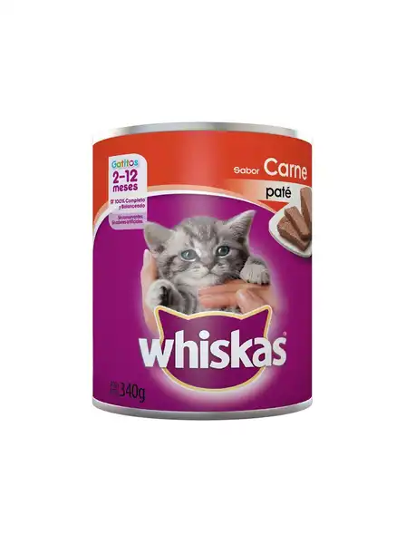 Alimento Húmedo Whiskas Lata Gatito Carne 340 g para Gatos