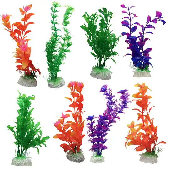 Plantas, Troncos y Piedras Planta Plástica sobre por 3 Unidades para Peces