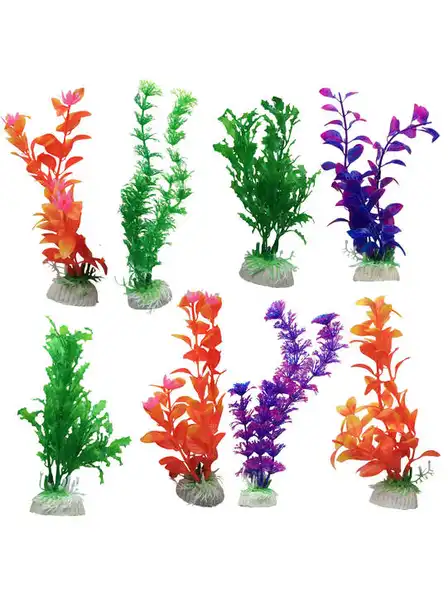 Plantas, Troncos y Piedras Planta Plástica sobre por 3 Unidades para Peces