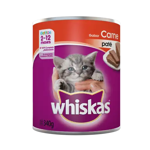 Alimento Húmedo Whiskas Lata Gatito Carne 340 g para Gatos