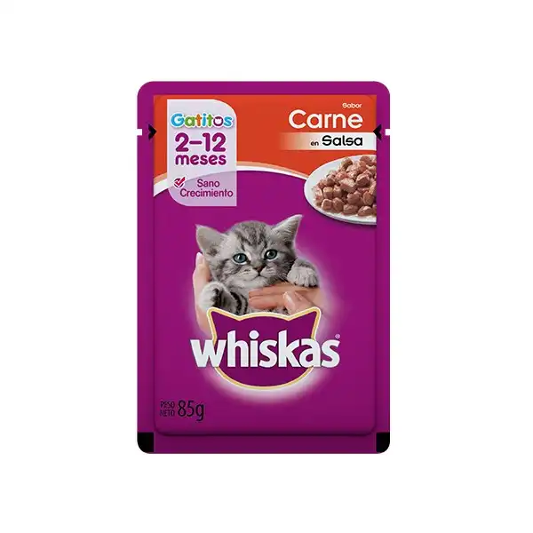 Alimento Húmedo Whiskas Pouch Gatitos Carne 85 g para Gatos