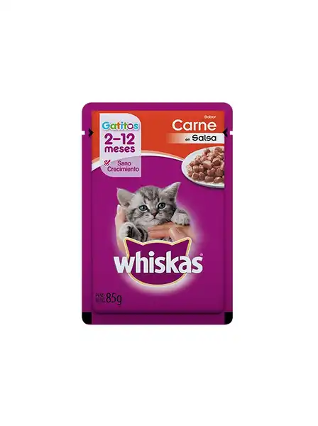 Alimento Húmedo Whiskas Pouch Gatitos Carne 85 g para Gatos