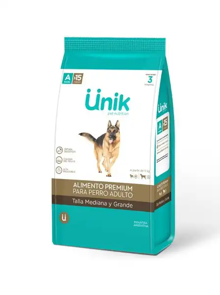 Alimento Balanceado Seco Unik Perro Adulto Talla Mediana y Grande 15 kg