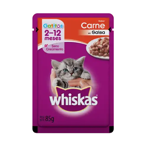 Alimento Húmedo Whiskas Pouch Gatitos Carne 85 g para Gatos
