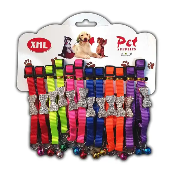 Collar y Correa Moño con Strass por Unidad para Gatos