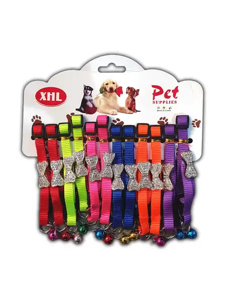 Collar y Correa Moño con Strass por Unidad para Gatos