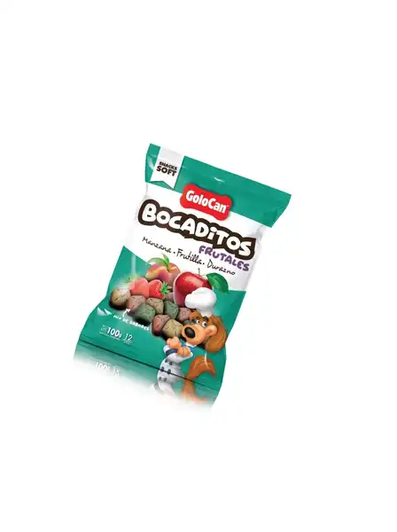 Snack Golocan Bocaditos Finos Manzana Frutilla y Durazno 100 g para Perros