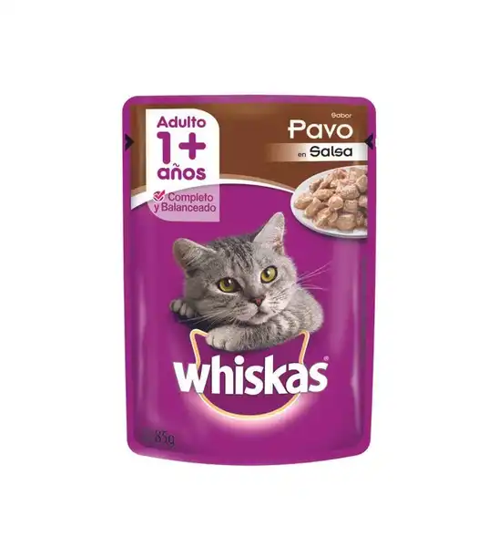 Alimento Húmedo Whiskas Pouch Pavo en Salsa 85 g para Gatos