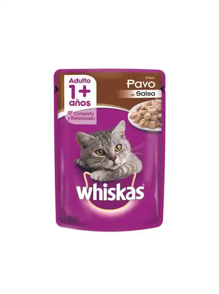 Alimento Húmedo Whiskas Pouch Pavo en Salsa 85 g para Gatos