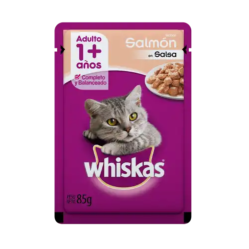 Alimento Húmedo Whiskas Pouch Salmón en Salsa 85 g para Gatos