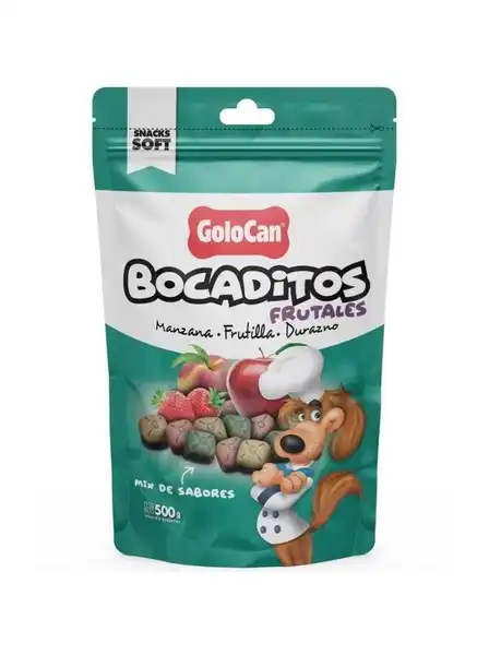 Snack Golocan Bocaditos Manzana Frutilla Durazno 500 g para Perros