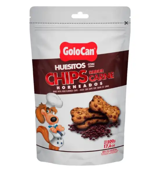 Hueso Snack Golocan Huesitos con Chips de Carne 500 g para Perros