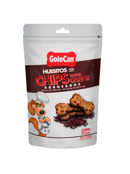 Hueso Snack Golocan Huesitos con Chips de Carne 500 g para Perros