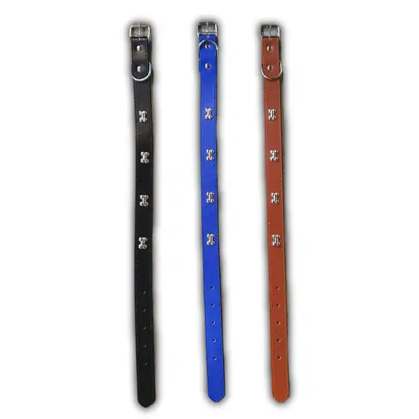 Collar y Correa Per-Ros Ecocuero con Huesito Metal Talle L para Perros