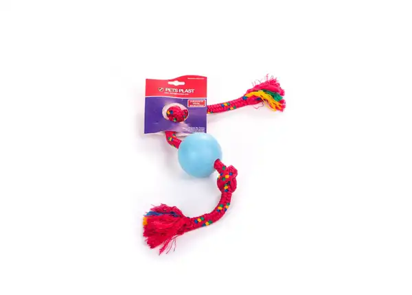 Pelota Petsplast de Goma Chica con Soga Alpina para Perros