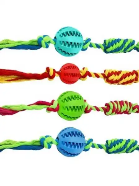 Juguete Can Cat Dental Baseball With Cotton Rope 5 x 10 cm ER016 para Perros
