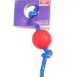 Pelota Petsplast de Goma Mediana con Soga Alpina S902 para Perros