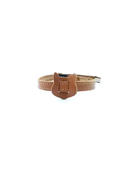 Collar y Correa Mister Hueso Nobuk C/carita de Gato 31 cm