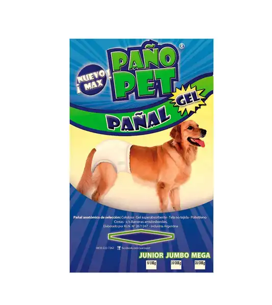 Pañal DM MAX Jumbo X 2 Pañopet -- 19 x 16,5 x 7.5 cm para Perros