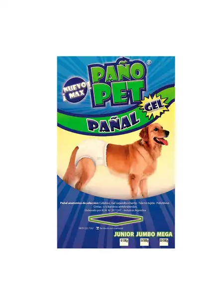 Pañal DM MAX Jumbo X 2 Pañopet -- 19 x 16,5 x 7.5 cm para Perros