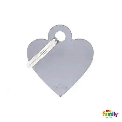 Medalla My Family Basic Small Heart Aluminum Grey MFB72 para Perros