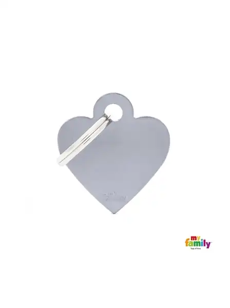 Medalla My Family Basic Small Heart Aluminum Grey MFB72 para Perros
